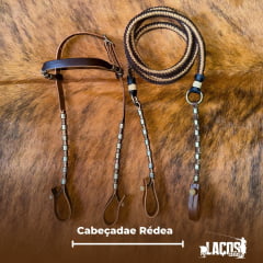 Cabeçada e Rédea de Couro Curtido